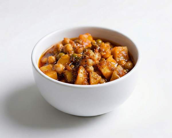 Карри с картофелем, горошком и нутом