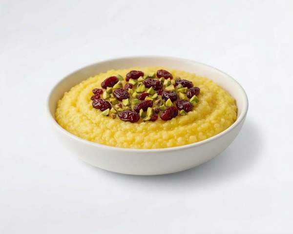 Кукурузная каша с фисташками и клюквой