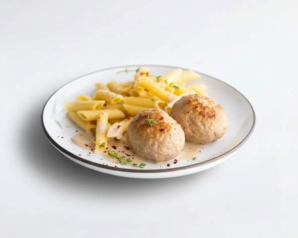 Фрикадельки из индейки под соусом и пенне