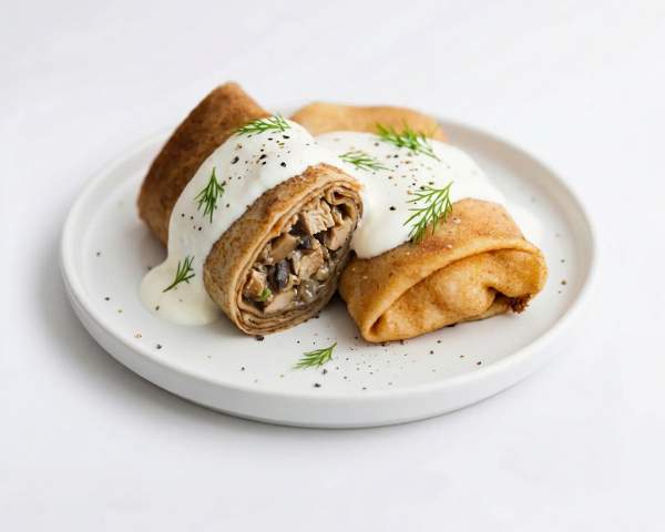 Блинчики с курицей в сметане