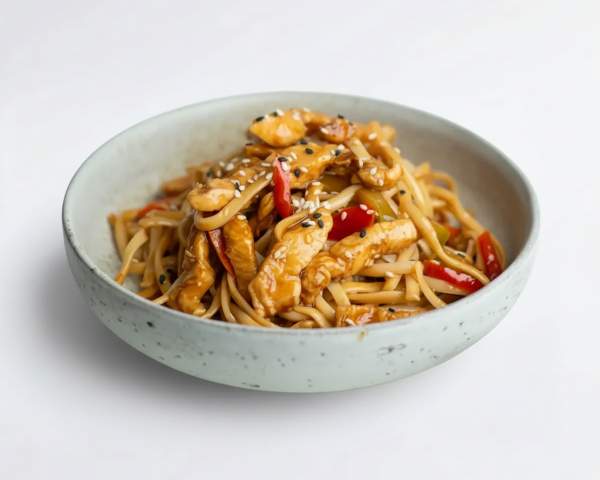 Лапша удон с курицей и овощами