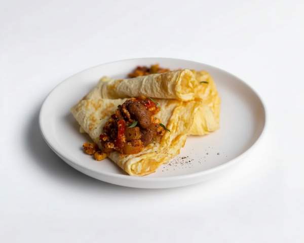 Яичные блинчики с курицей в мексиканском стиле